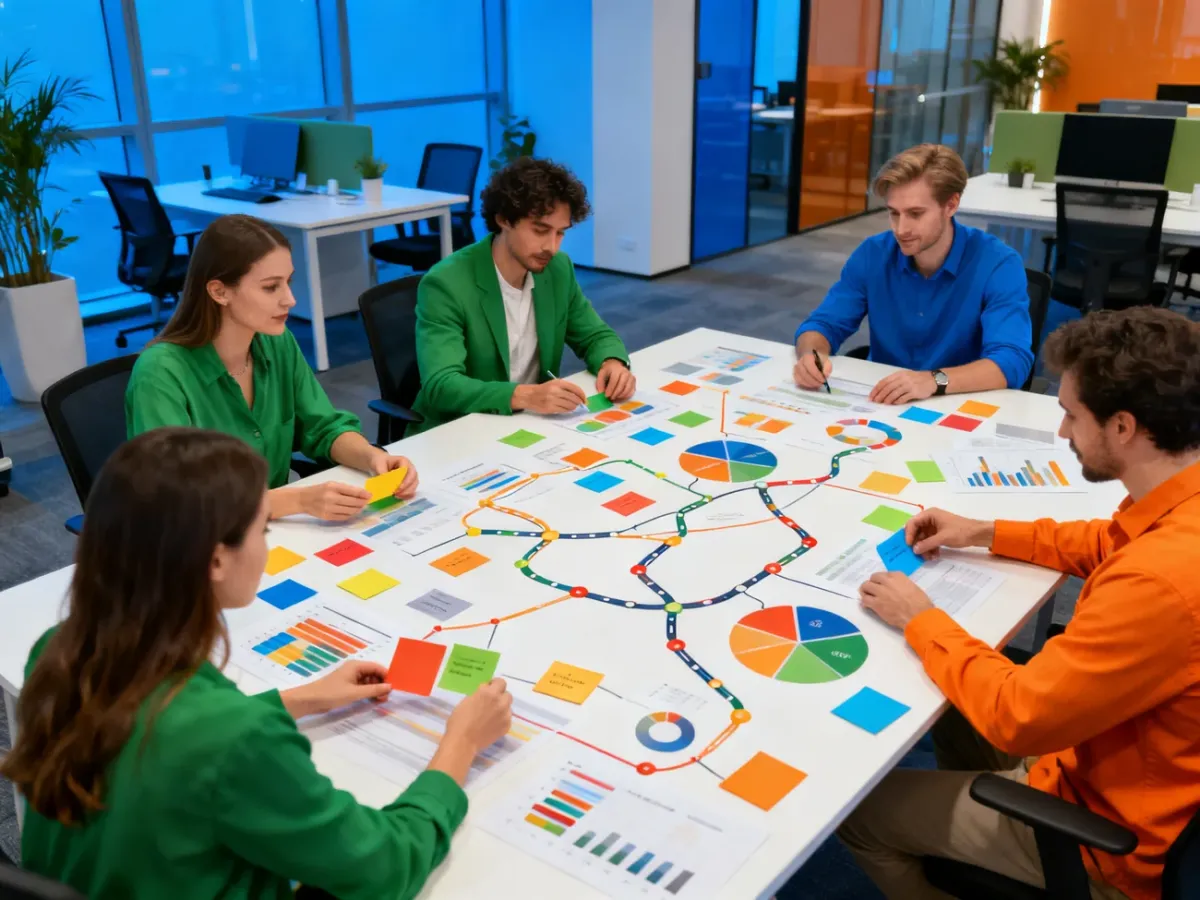 Zespół marketingowy planujący strategie dla różnych segmentów klientów