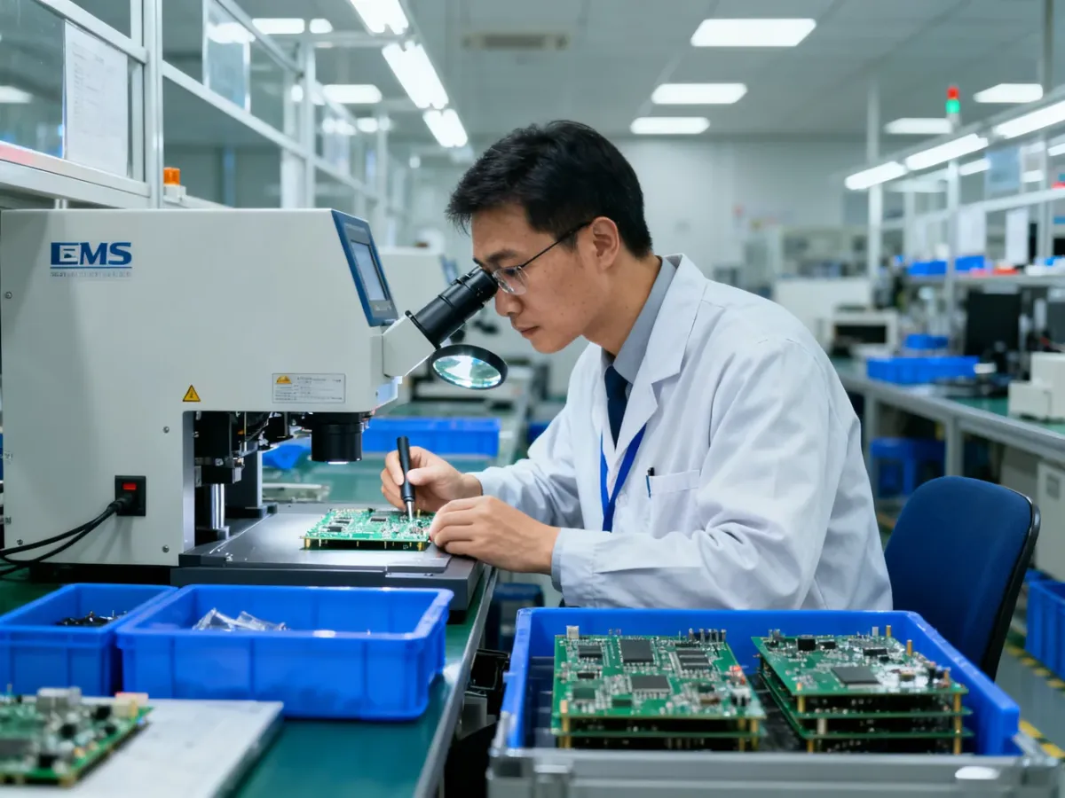 Kontrola jakości płytek elektronicznych w zakładzie produkcyjnym